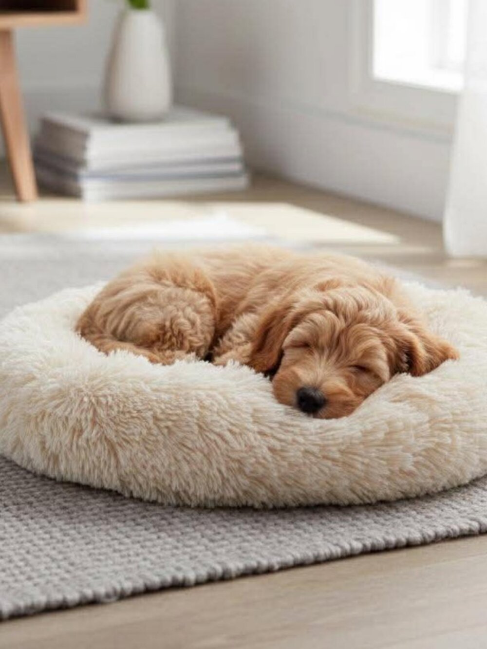 20" Donut Plush Pet Dog Cat Bed Fluffy Soft Warm Calming Bed Sleeping Kennel Nes